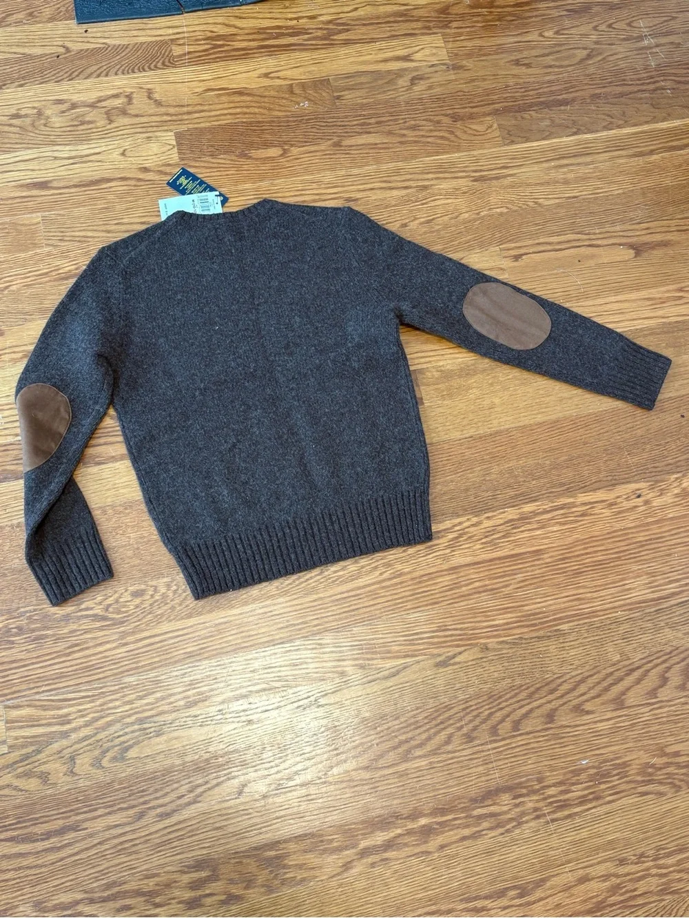 NWT Polo Ralph Lauren Boys Brown Crewneck Sweater Elbow Patch Size M 10-12